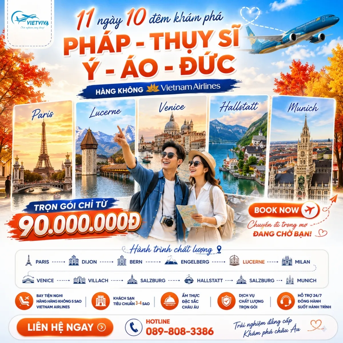 Ảnh tour châu Âu 11 ngày 10 đêm của Vietviva: Pháp, Thụy Sĩ, Ý, Áo, Đức, bay Vietnam Airlines, trọn gói từ 90.000.000 đồng